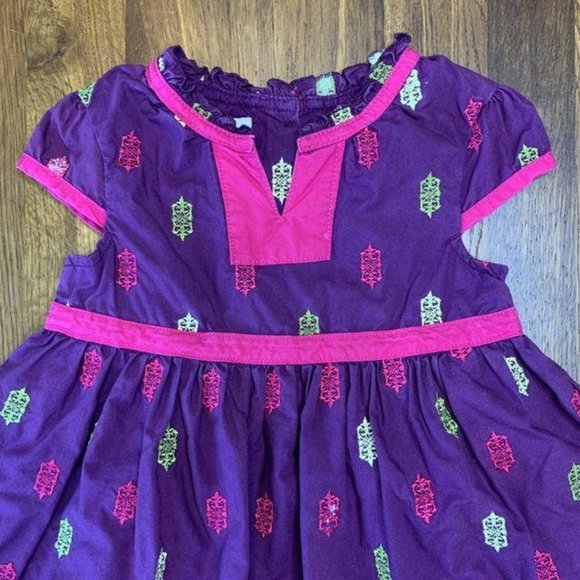 TEA COLLECTION Girls Purple Dress L 18-24 Turkey Purple Nesrin Poplin Toddler - Picture 4 of 6